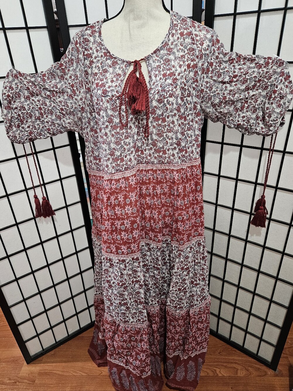 Daughters Of India Size Large Bohemian Style Floral "Deepa" Maxi Dress